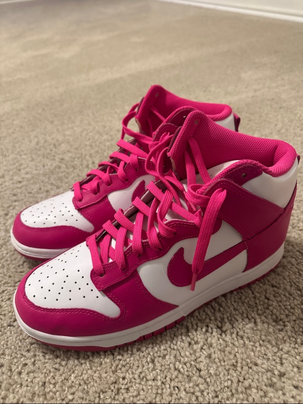 Nike Women’s High-Top Sneakers in Hot Pink and White